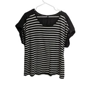 Christian Siriano Women Shirt XX-Large Striped Shirt Top Black & White XXL